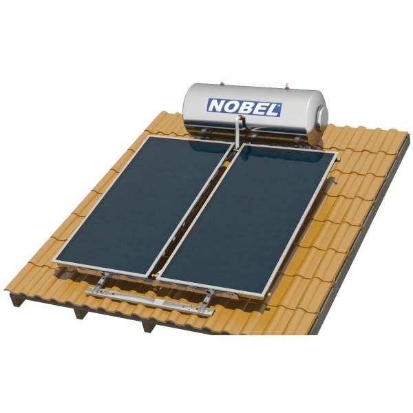 Ηλιακός θερμοσίφωνας NOBEL Classic 200lt/4τμ - Glass - Επιλεκτικός - Διπλής Ενέργειας - Βάση Κεραμοσκεπής
